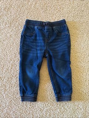 Toddler Elastic-Waist Dark Blue Denim Joggers